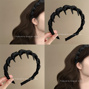 斯旺西南岸~高级感缎面带齿发箍女日常外戴加厚填充海绵头箍盘发