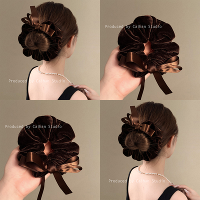 浓郁摩卡~韩国高档丝绒大肠发圈