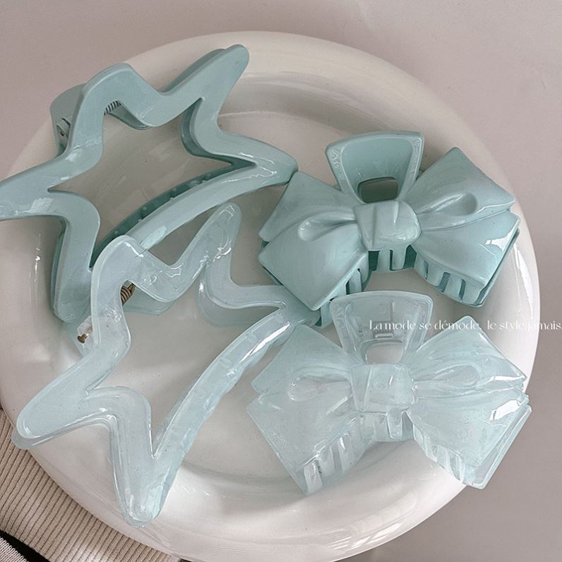 冰河蓝~果冻蓝抓夹女2024新款