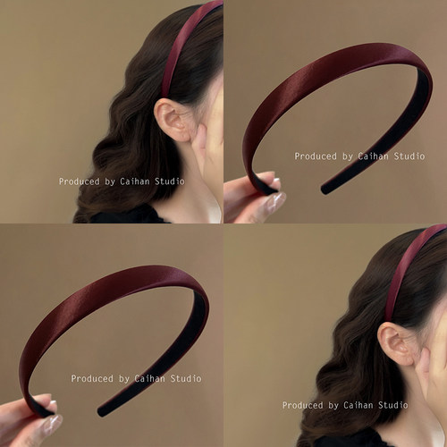 珠光酒红~法式复古缎面发箍