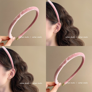 草莓慕斯 高级感气质头箍秋冬简约头饰 红色植绒细发箍2024新款