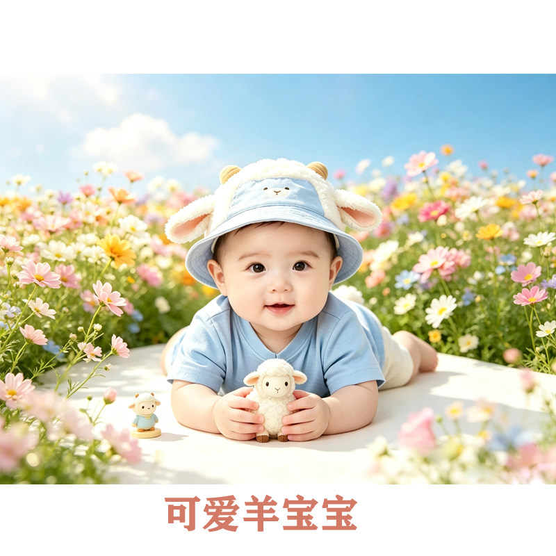 可爱羊宝宝画报胎教海报婴儿画宝宝海报婴儿画胎教海报男宝宝早教