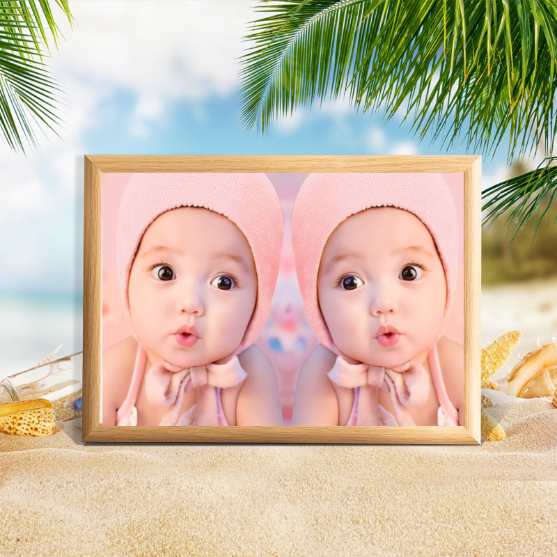 可爱男备孕婴儿图片墙贴宝宝海报胎教挂画娃娃贴画婚房龙凤胎相框