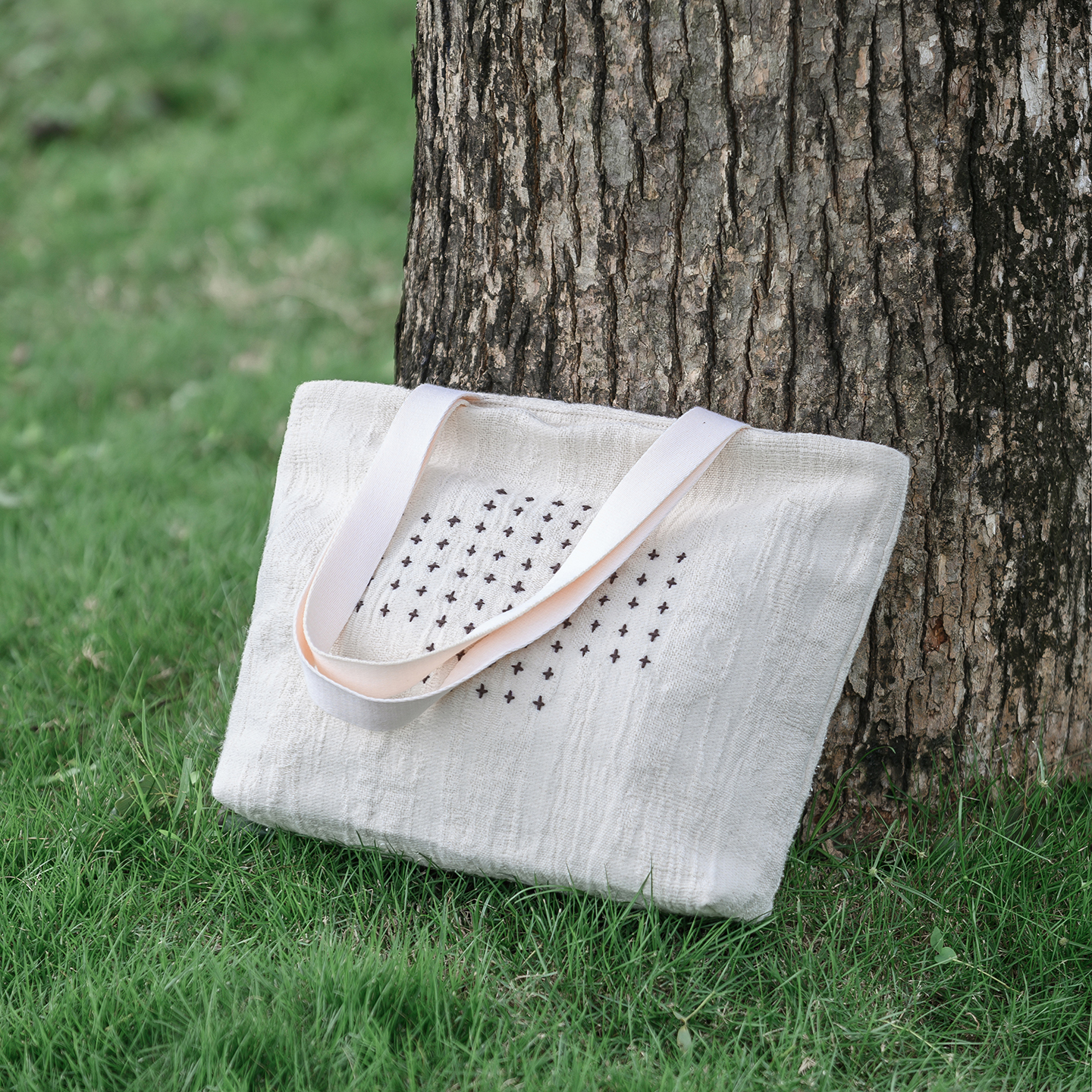 布也原创帆布包复古白色亚麻小众