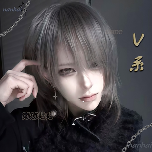 v系狼尾假头发视觉系鲻鱼头牛郎感非主流中性风中长发日系全头套