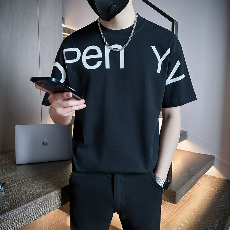 24夏季短袖T恤男潮流时尚精神小伙宽松版打底衫QNTX8146-P55,男装T恤,电商A209