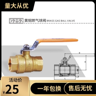 DN15 正品 G252 埃美柯黄铜燃气球阀
