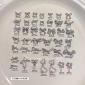 新款 美甲蝴蝶结系列指甲饰品高级爆闪锆石高保色珍珠蝴蝶结爱心钻