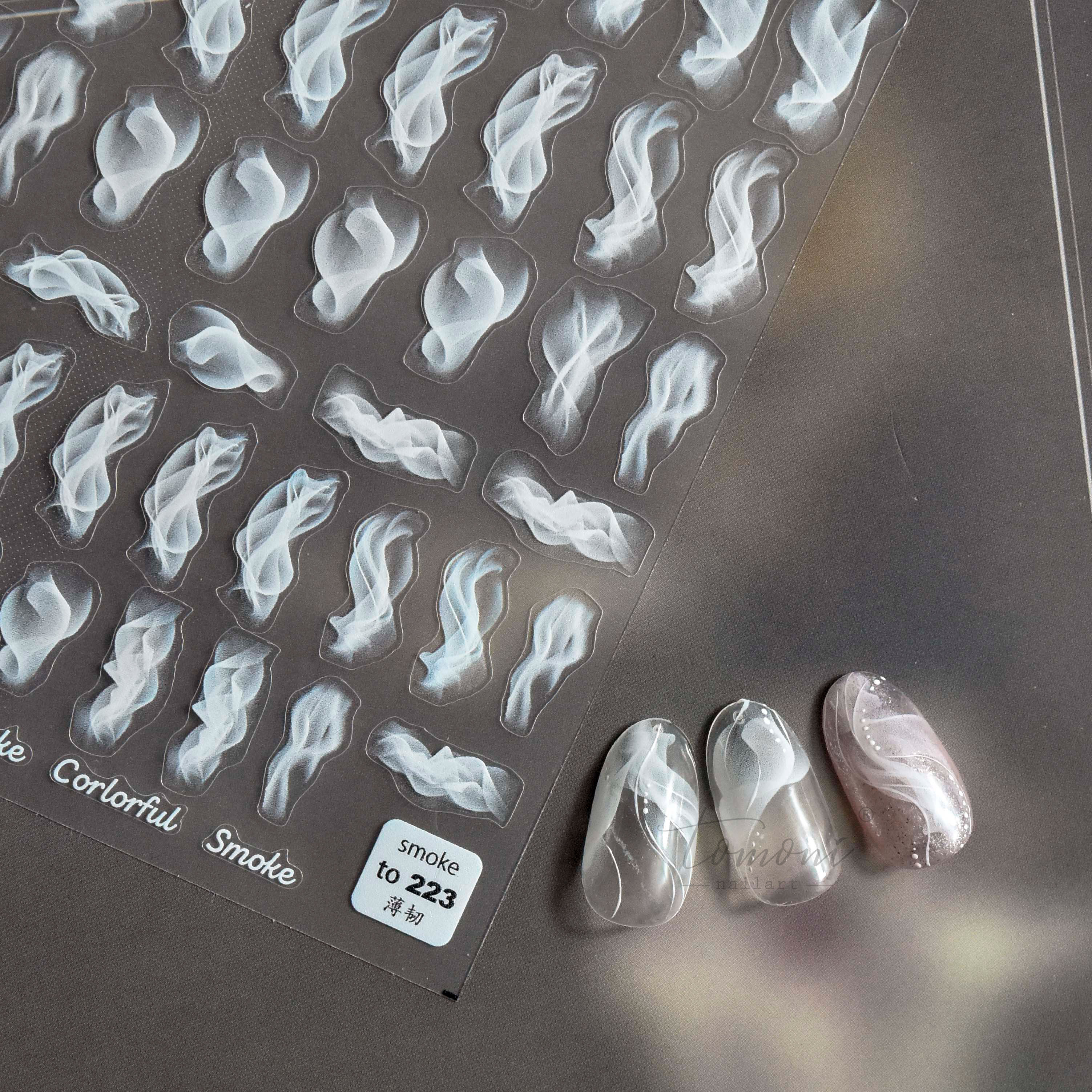 彩色烟雾美甲贴纸tomoni薄韧日系5d背胶酷丧风网红新款指甲贴装饰