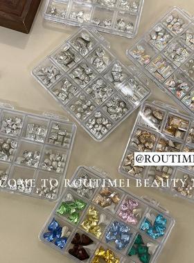 美甲饰品材料盒多款异形钻混装美甲店专用指甲钻饰高级轻奢爆闪钻