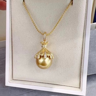 镀18k金饰品配件吊坠扣花苞空托万能扣项链扣 可开口大珍珠吊坠扣