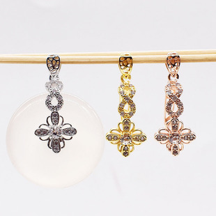 925镀银8字平安扣夹扣 蜜蜡琥珀翡翠瓜子扣 银扣项链吊坠扣头