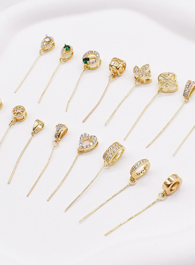 925镀银细针款扣头斜孔歪孔左右孔长针扣牛鼻孔横孔小吊坠瓜子扣