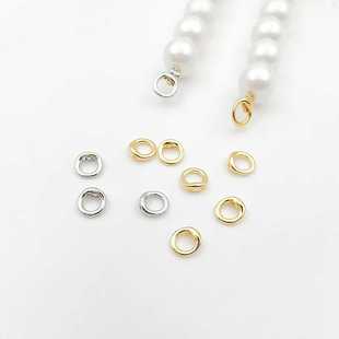 14K包金穿孔收尾闭口圈diy珍珠手链项链串线双孔连接环定位珠配件