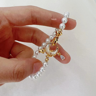 珍珠项链扣子毛衣链搭扣 diy手工制作手链扣头微镶月亮贝壳接头扣