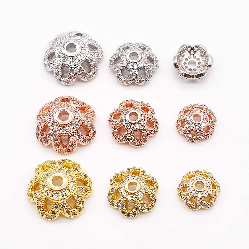 diy真金微镶镂空蜂窝带钻花托