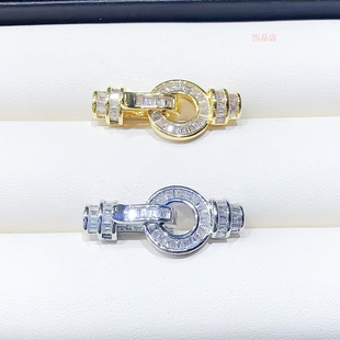 diy串珍珠项链手链收尾连接扣单排首饰配件 925镀银t方镶钻万能扣