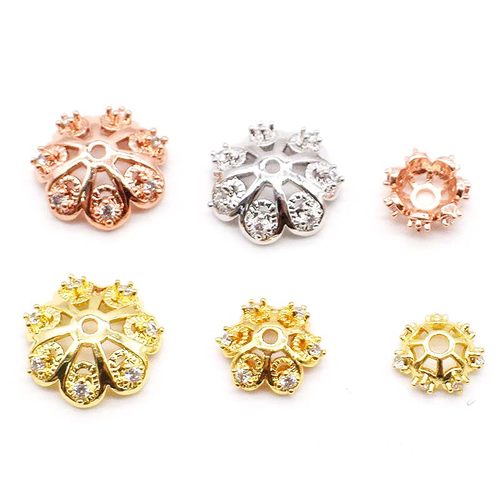 铜镀真金微镶锆石镂空饰品花帽