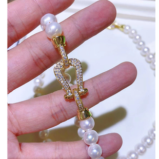 DIY配件925镀银单排珍珠搭扣项链扣 毛衣链锁扣手链扣连接头饰品