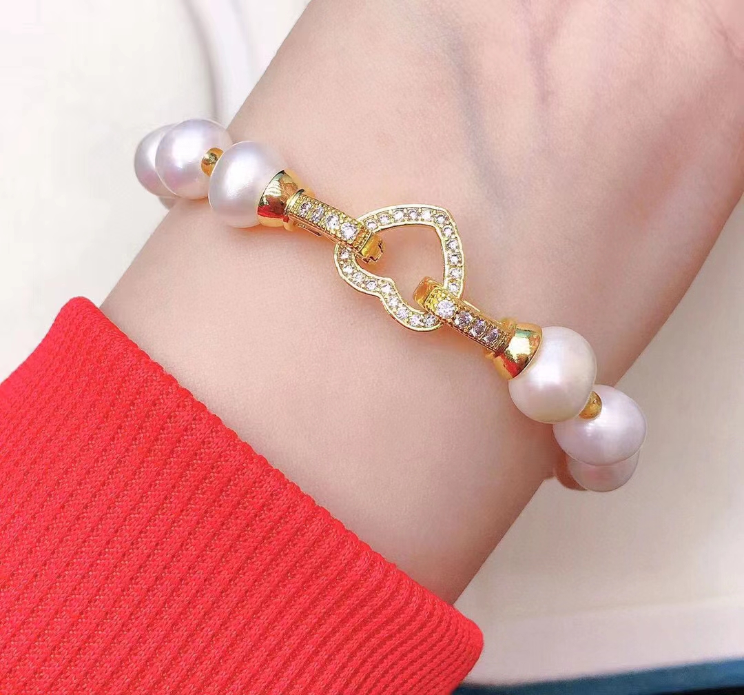 925半银珍珠项链扣爱心手链锁扣