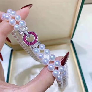 18k保色镶嵌T方锆石项链手链单双三排扣链接扣 圆形diy饰品配件扣