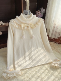 上衣女加绒现货 小鹿公馆lolita毛衣打底冬lo裙内搭长袖 二团