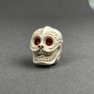 尸陀林描线骷髅红色猛犸牙雕圆脸阿呆猛犸配饰吊坠diy顶珠