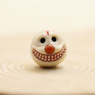 天然猛犸牙手工精工雕刻小丑三通镶嵌原矿南红三通 隔珠配饰