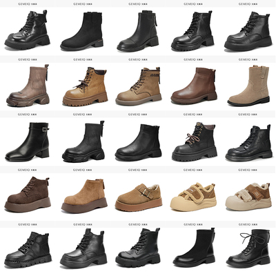 冬季加绒保暖厚底高跟鞋短筒靴