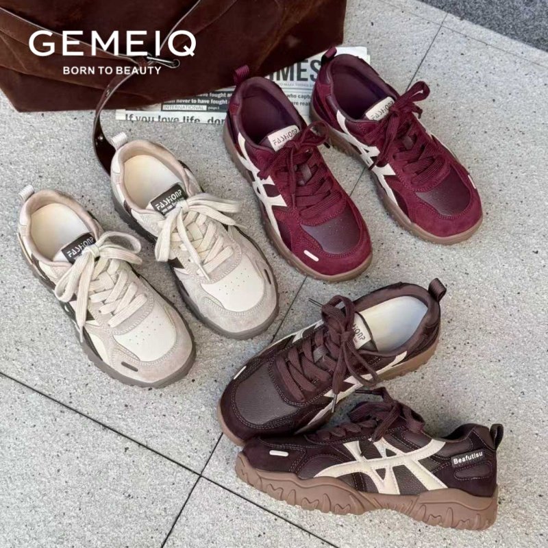 戈美其25年秋季新款复古拼色德训鞋女厚底增高休闲运动鞋百搭阿甘,女鞋,时尚休闲鞋,淘宝优惠券,粉丝福利购,淘宝优惠卷