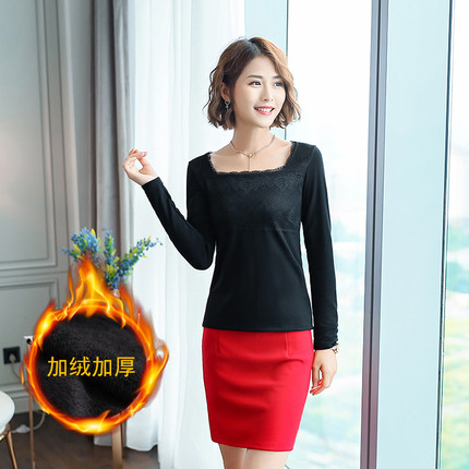 2021秋冬打底衫加绒加厚大码女士上衣保暖长袖百搭内搭莫代尔修身