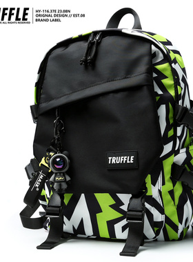 TRUFFLE潮牌嘻哈大容量书包男初中小学生旅游双肩包女背包大学生