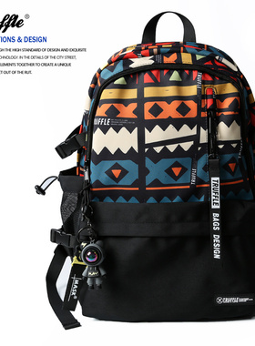 TRUFFLE民族风休闲双肩包男初中书包女大学生大容量电脑旅行背包