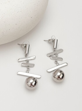 「流苏球」方圆脸欧美几何流苏女无耳洞耳夹时尚夸张耳饰纯银耳饰