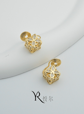 【锦绣未央】立体镂空花朵耳夹精致高级感女蚊香盘耳饰新