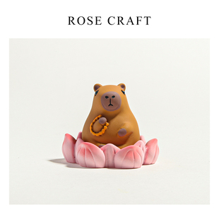 饰礼物 ROSE CRAFT水豚君卡皮巴拉桌面小摆件可爱情绪解压办公室装