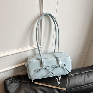 2025新款小众设计腋下包高级感包包女单肩包蝴蝶结红色包包法棍包