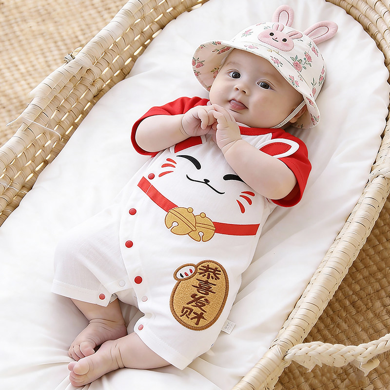 婴儿夏季连体衣纯棉短袖哈衣爬服网红男女宝宝衣服新生儿夏天薄款,童装/婴儿装/亲子装,连身衣/爬服/哈衣,淘宝优惠券,粉丝福利购,淘宝优惠卷