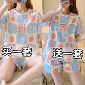 纯棉睡衣女短袖 套装 短裤 甜美可爱薄款 可外穿 家居服2025新款 春夏季