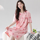 睡裙女夏季 纯棉短袖 薄款 2025年新款 学生睡衣家居服宽松大码 连衣裙