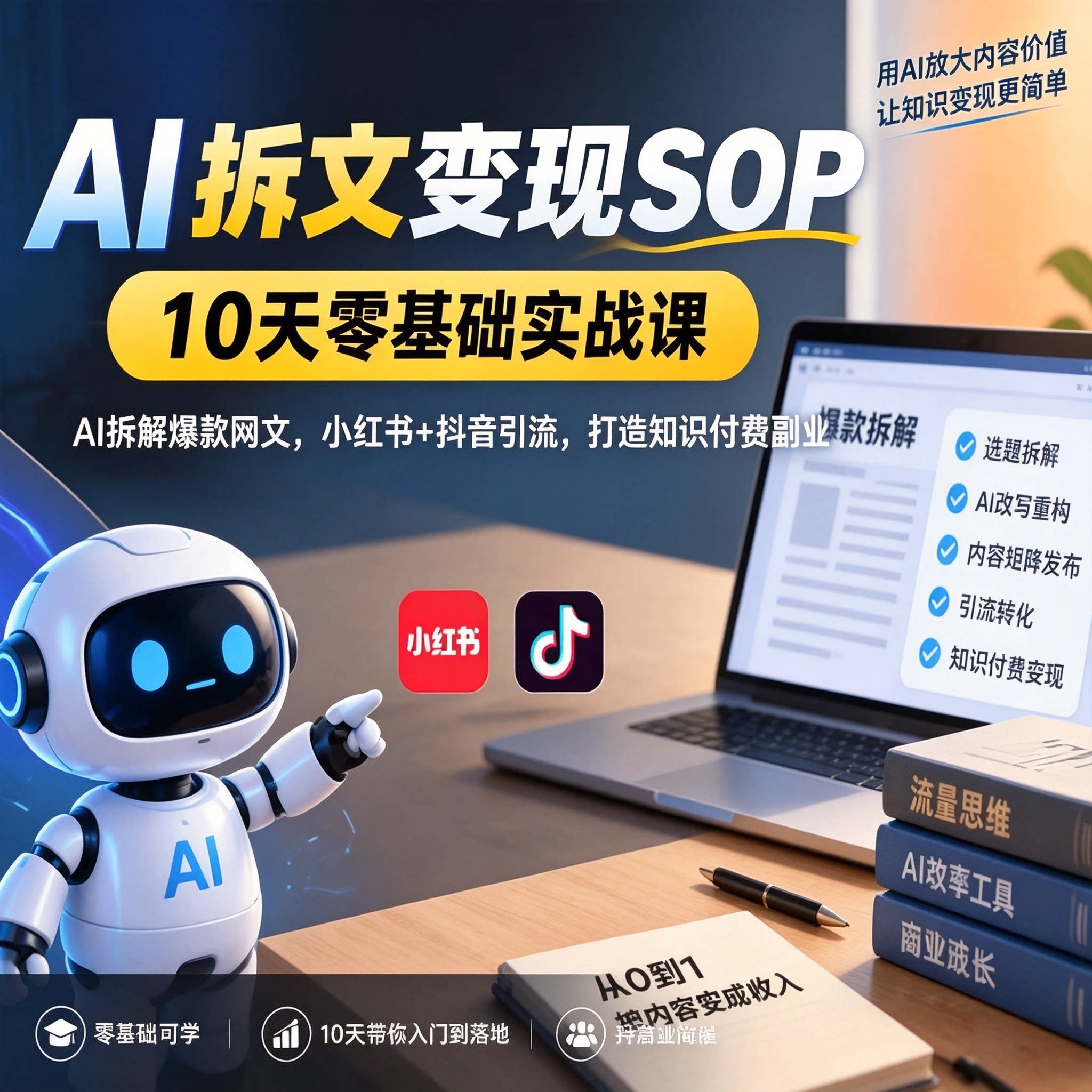 AI拆文SOP10天零基础实战课AI拆解爆款网文打造知识付费副业
