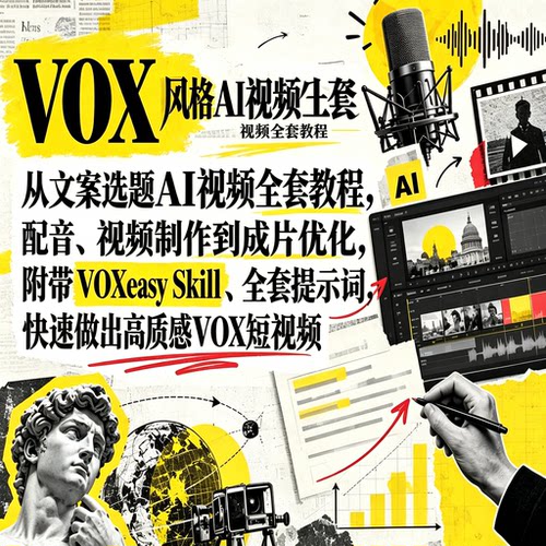 VOX风格AI视频全套教程视频制作附带VOXeasy Skill、全套提示词