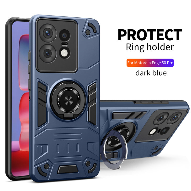 适用于Motorola MOTO EDGE 50 PRO 2024手机壳旋转指环支架加厚防摔多功能车载磁吸二合一五侠者保护套