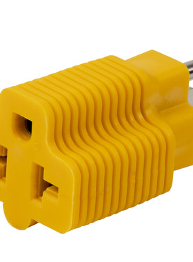 PA-0339 Nema 5-15P转6-20R电源转换头,5-15P转双T电源转接头黄色