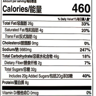 美国FDA标签营养成分检测食品营养标签食品营养成分表检测报告