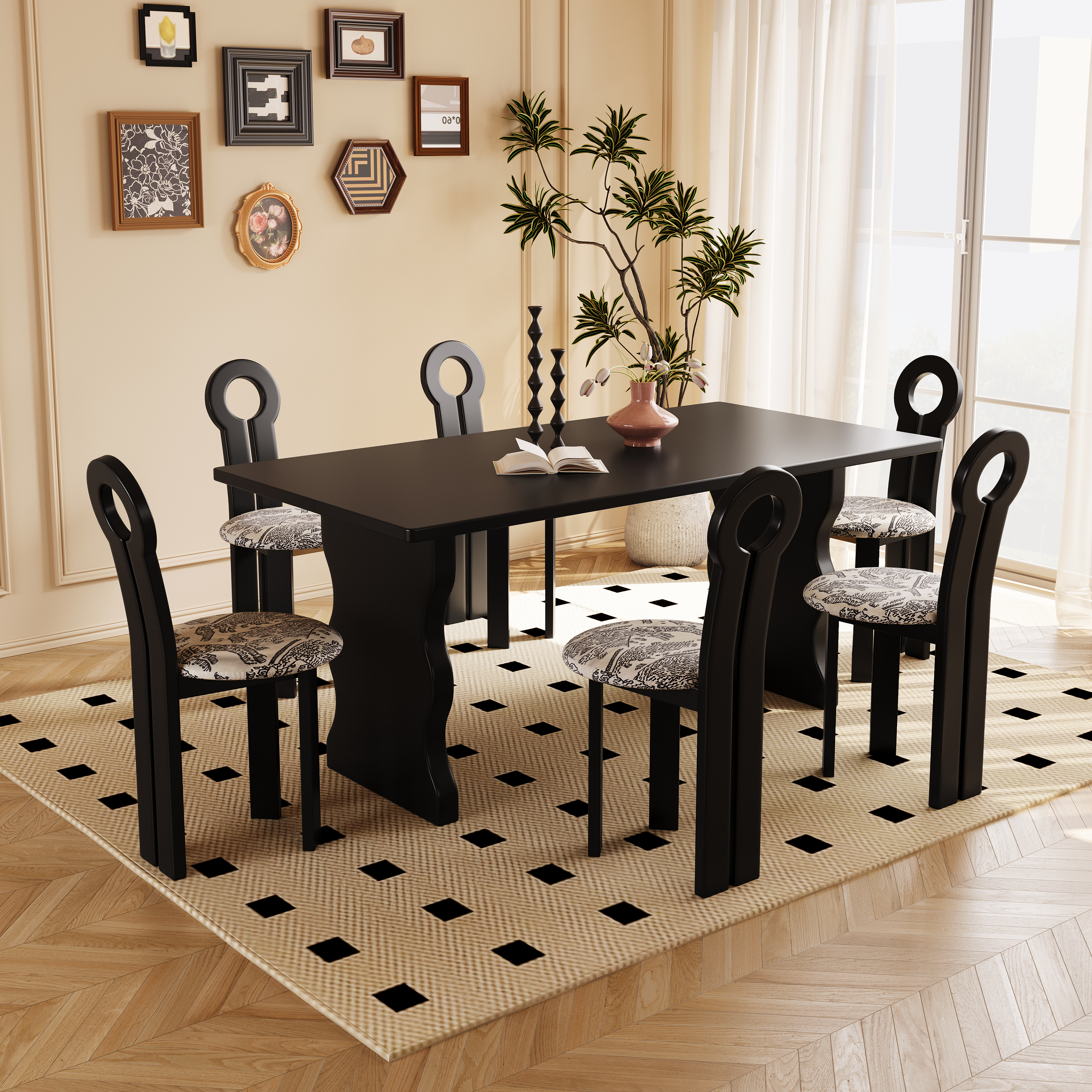 美式复古纯实木长方餐桌小户型