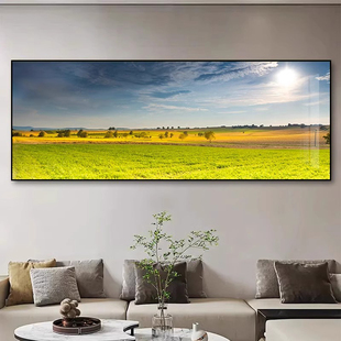 自然风景客厅装饰画现代简约沙发背景墙挂画一整幅高级感墙画壁画