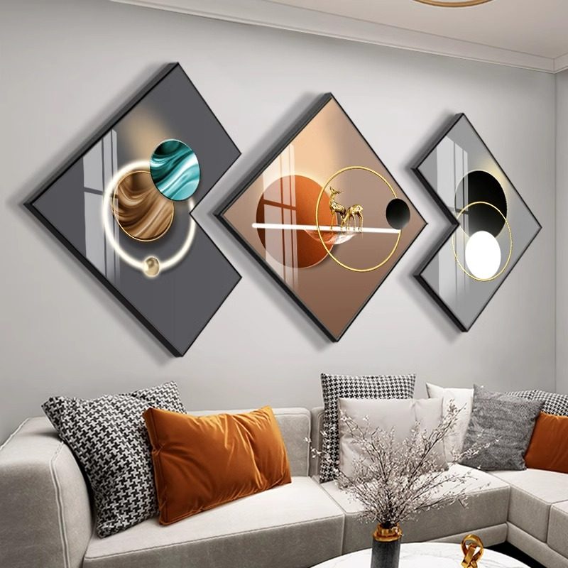 客厅简约现代装饰画三联画沙发背景墙2026新款大气挂画高级感壁画