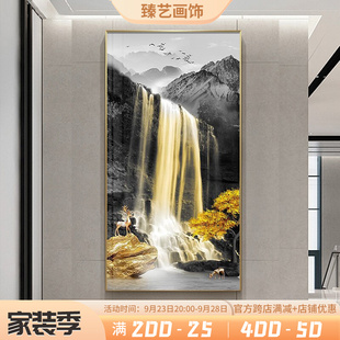 饰画新中式 客厅对门过道壁画进门走廊尽头挂画 流水生财装 玄关竖版