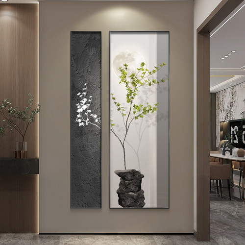 侘寂风玄关装饰画新中式禅意